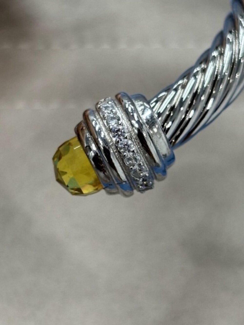 David Yurman Silver Bracelet with Yellow Gemstones 7mm - Picture 2 of 4